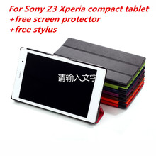 Для Sony z3 компактный корпус магнитного Смарт PU кожаный чехол для Sony Xperia Z3 Compact таблетки крышка чехол + защитные пленки + стилус