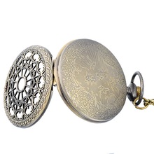 Mechanical 1PC Classic Vintage New Bronze Tone Necklace Watch Pocket Watch Battery Hollow