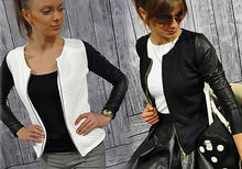 2015 Black White Colors Fashion New Slim Ladies Women Suit Coat Jacket Zipper womens winter jackets and coats