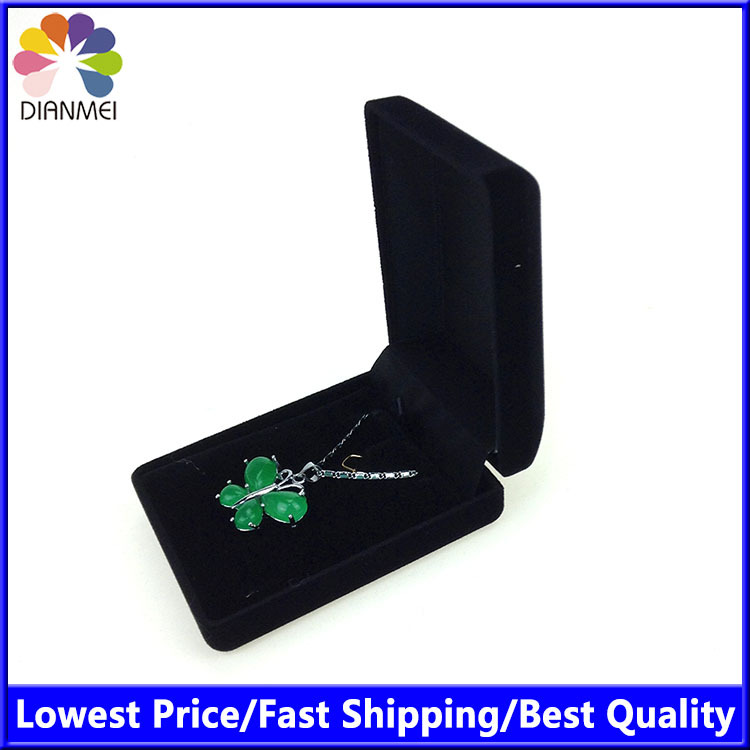 Free shipping Wholesale 12pcs/Lot 8x6x3cm Black Fashion Velvet Jewelry Necklace Gift Packaging Display Box Case