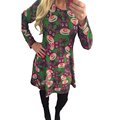 Spring Autumn Vestidos Women Casual Dress Christmas Tree Snowman Print Long sleeve Mini Dresses
