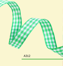 1.5″ inch 38mm green and white tartan ribbon