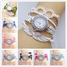 Women’s Fashion Bracelet Watch Crystal Wing Leather Strap Quartz Dress Watches