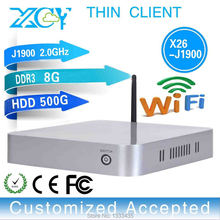 network thin client mini pcs with celeron dual core mini pc vga support surveillance system X26-j1900 quad-core 8g ram 500g hdd