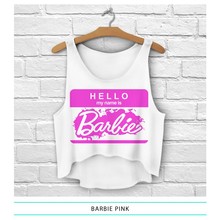 2016 Summer Digital pink hello barbie Sexy Printed tack Tank Top Women Sleeveless Sport T Shirt Casual Tees irregular Feminina