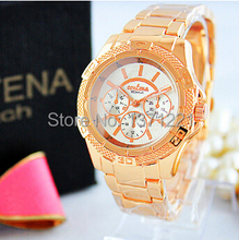 2015 Fashion Luxury Brand Geneva Quartz Gold Watch For Women Wristwatches Clock reloj montre relogio feminino