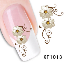 Lady Unique Trendy Daisy Nail Tips Water Decals Transfer WaterMark Stickers Decoration XF1013 1 Sheet