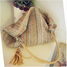 Women Channel Handbag Knitting Straw Summer Style Vintage Beach Bag Large Woven Shoulder Bags Bohemian 2015