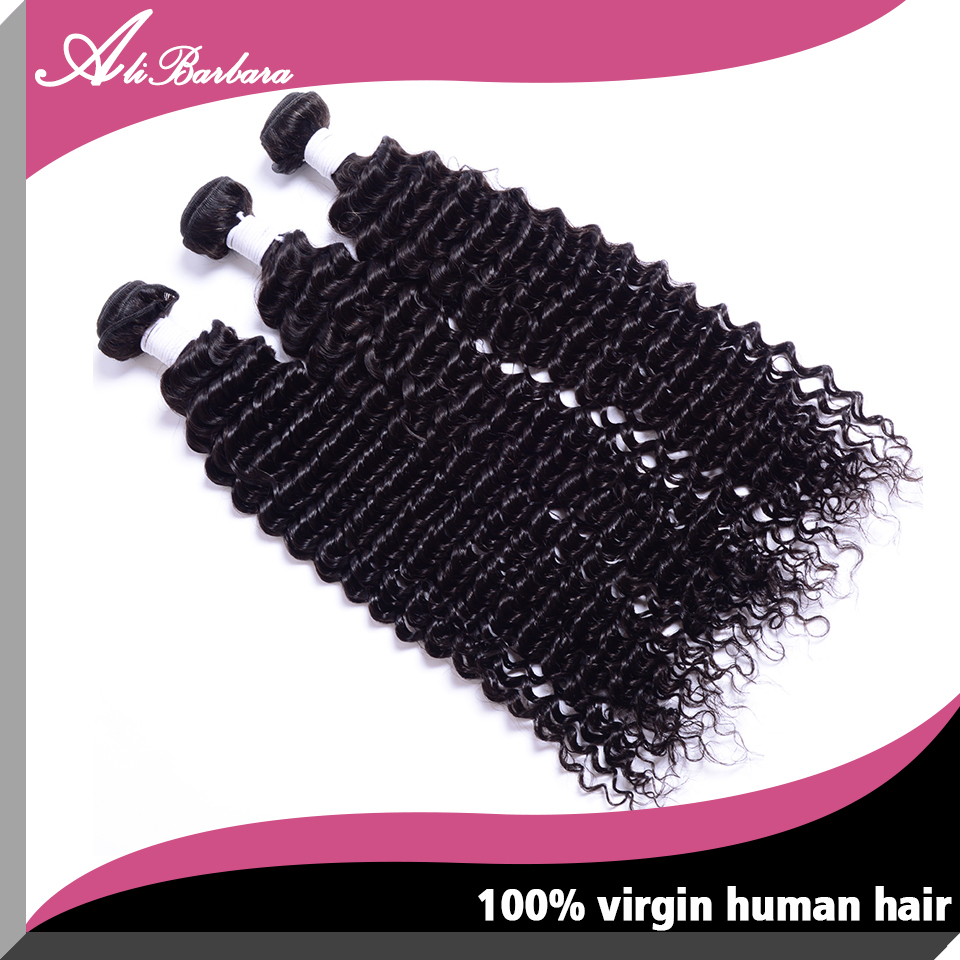 7A Malaysian Virgin Hair Deep Wave 3 Bundles Cheap Malaysian deep curly virgin hair weave unprocessed human hair #1b