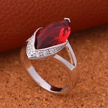 Women Wedding Rings Joyas De Plata 925 Ornaments of Silver Purple Red Simulated Diamond Ruby Jewelry
