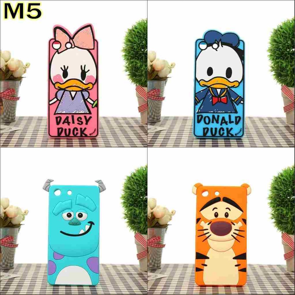 High Fashion Cute Cartoon Duck Pink Monsters soft silicon case cover for Sony Xperia M5 Aqua E5603 E5606 E5653 with screen film