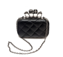 new vintage Skull purse Black Skull Knuckle Rings Handbag Clutch Evening Bag The chain inclined shoulder bag js290