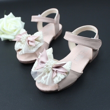 Children shoes girls sandals Pearl lace net summer fashion princess shoes fish mouth shoes non-skid bottom kids sandals A164