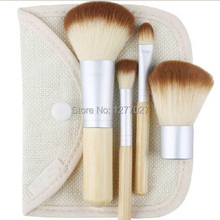 1set/4Pcs Professional Foundation Make up Bamboo Brushes Kabuki Makeup Brush Cosmetic Set Kit Tools Eye Shadow Blush Brush OuXFF