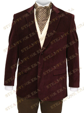 Unique Dark Red Lapel Single-Breasted Buttons Velvet Mens Steampunk Jacket
