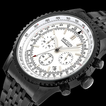 100% de acero inoxidable cronómetro Luxury Brand hombres reloj completo calendario función pequeña obra de línea relojes del cuarzo