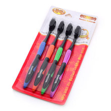 2015 Hot Sale 4Pcs Lot Bamboo Charcoal Toothbrush Wholesale Cheap Dental Care Soft Toothbrush Bamboo Charcoal
