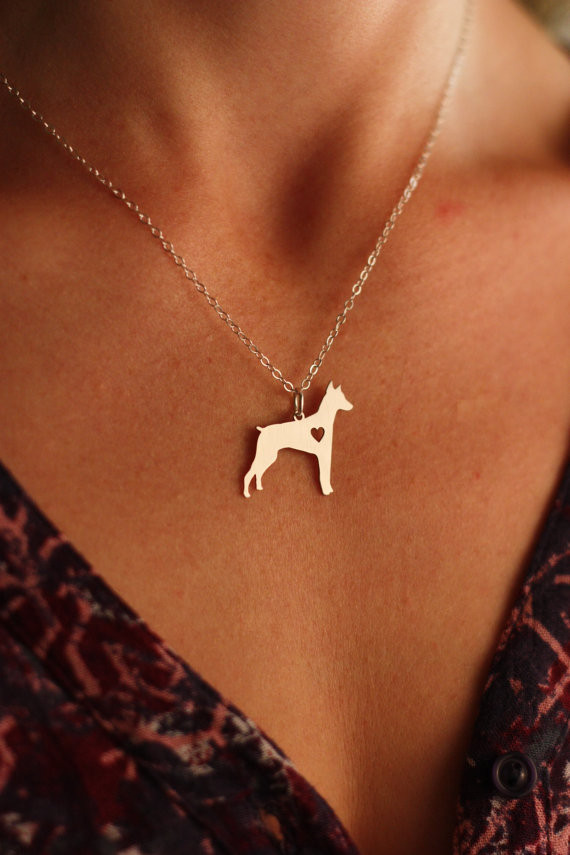 SALE Doberman Necklace Dog Pendant Pincsher Dog Breed Silver Charm Personalized Pets Dog Memorial Gift New Puppy