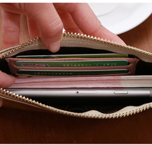 2016brand bolsas mujer women femme long 3color wallet zip clutch handbag with wrist band female phone