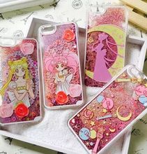 New Dynamic Liquid Glitter Sand Quicksand Star Sailor Moon Phone Case For iphone 5 5s 6 6plus Transparent Cellphone Back Cover
