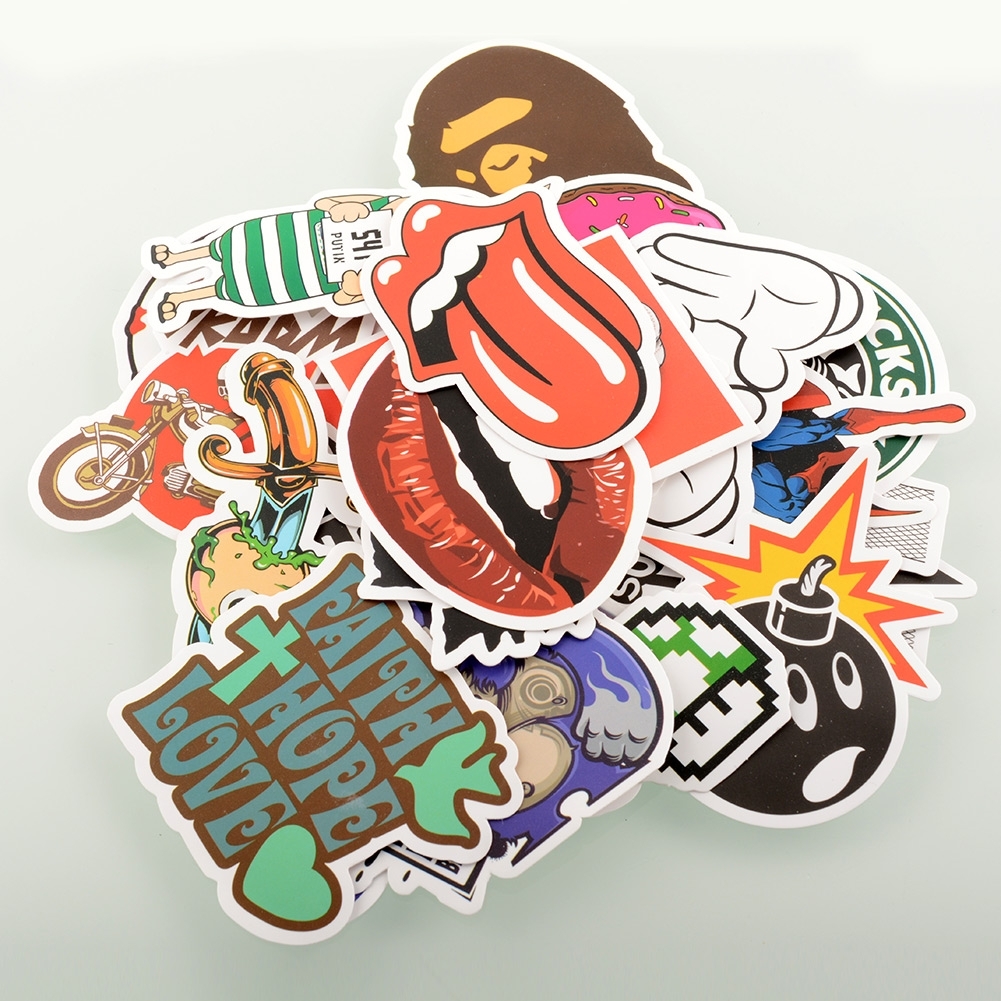 100 Pieces Car Styling Stickers Skateboard Snowboard Vintage Sticker Laptop Luggage Car Bike Bicycle Decals mix