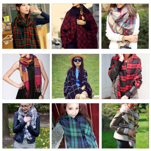 Lady Women Winter Large Blanket Oversized Shawl Plaid Check font b Tartan b font Scarf Wrap