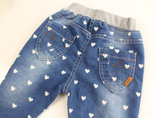 Free Shipping Baby Girls Denim Jeans Girls Heart print Jeans Kids Spring Autumn Casual Long Pants
