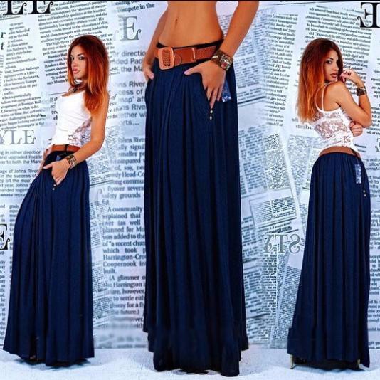 New-Arrival-Summer-Full-Long-Maxi-Skirt-Pleated-Skirts-Women-s-Clothes-Casual-Skirt-summer-style