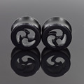 Ear Expanders 1 Pair Black Wood Windmill Pattern Hollow Tunnel Plugs 10 20MM Ear Expander Body