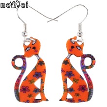 Newei Drop Cat Earrings Long Acrylic Pattern Dangle Earring Fashion Jewelry For Women 2015 News Style Design Accessories Parts