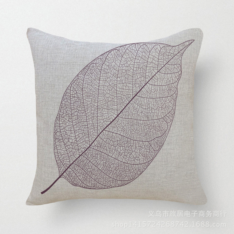 Europe 18 X 18 Inch Cotton Linen Leaves Decorative Throw Pillow Home Decor Cushion Coussin ...