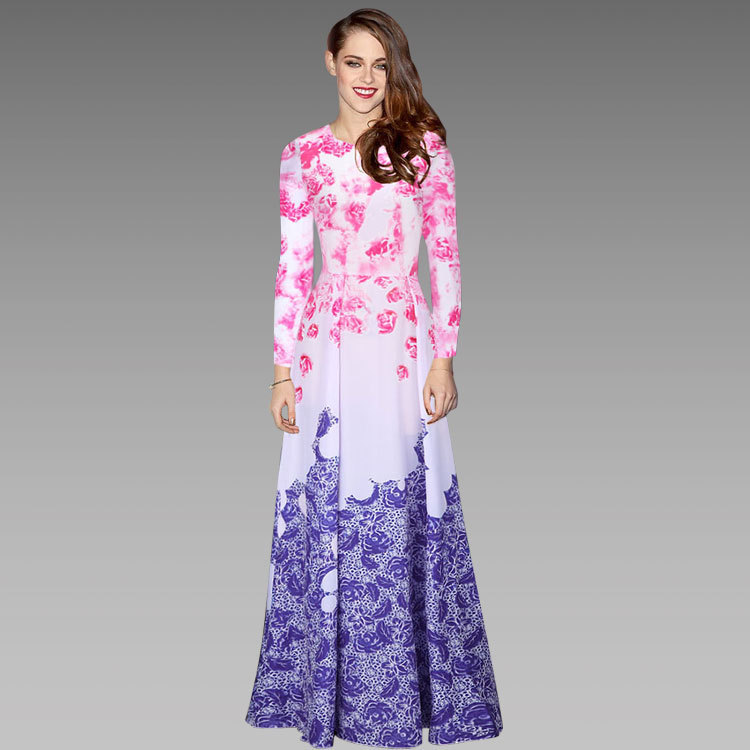 print-dress-chiffon-long-maxi-dress-2015-autumn-fall-flower-purple ...