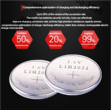 High quality NEW 2PCSX LIR2032 3.6V pkcell button cell battery LIR2032 rechargeable battery can replace the CR2032 battery