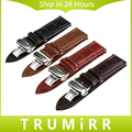 Genuine Leather Watchband Push Button Butterfly Clasp 16mm 18mm 20mm 22mm 24mm Universal Watch Band Bracelet