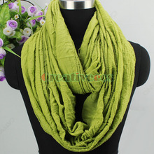 Elegant Fashion Women Girl s Solid Color Wrinkle 2 Loop Infinity Cowl Eternity Endless Circle Casual