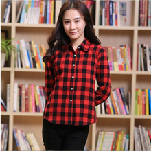 Women Plaid Shirt Long Black Sleeve Cotton Blouse Tee Shirt Femme Top Blazer Tartan Clothes blusas Plus Size 5XL