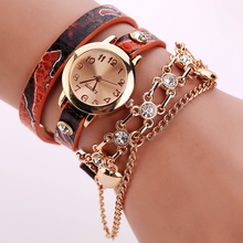 2015 New Women Dress Watches Quartz Wrist Watch Snake Leather Bracelet Gold Watches Luxury Drill Women