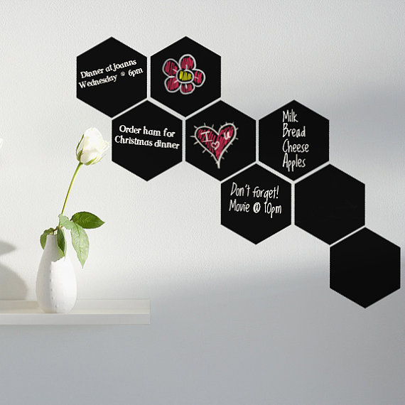 Free shipping  Hexagon Blackboard Removable Vinyl Wall Sticker Chalkboard Decal ZY220 Chalk Board For kids ,office