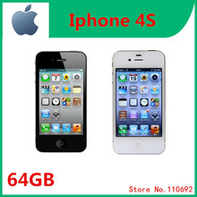 Unlocked original brand Iphone 4S 64GB mobile phone GSM WIFI GPS 5MP Black and White in sealed box, Free shipping
