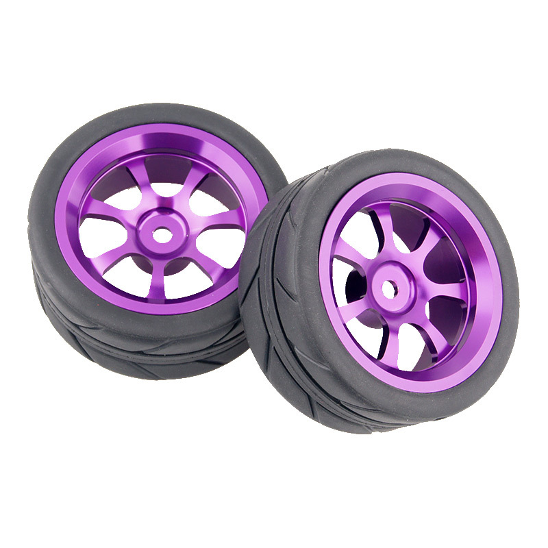 Racing Rubber Tires Tyre Aluminum Wheel Rim 4pc 107P 6087 Purple Fit RC