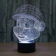 Free shipping Color changing 3D Cartoon Game Super Mario LED Night Lights with USB Cable of LED Mood Lamp For Child Toy