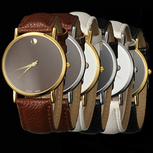 2015 Fashion Quartz Dress Watch For Women’s Men’s Geneva Minimalism leather band Wrist Watch High Quality