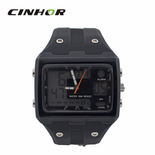 Hy-3 Sport hombres reloj de cuarzo y reloj Digital de doble pantalla reloj de pulsera pulsera de silicona Color negro ( 1 x CR2016 )