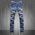 Men s personality tiger print jeans Male fashion slim fit denim pants Straight long trousers High