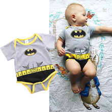 2016 Newborn Baby Boy Clothes Summer Short Sleeve Batman Bodysuit 3-18M Infant Baby Body Clothes