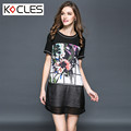 Plus Size 4 5XL Womens Elegant Floral Flower Print Mesh Patchwork O Neck Summer Casual 2016