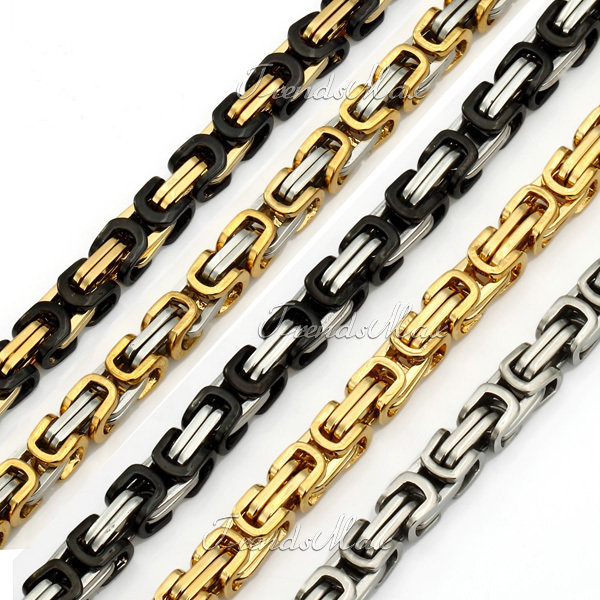 5 8mm Byzantine Box Chain Stainless Steel Necklace Mens Boys Multi Color Chain Necklace Personalized Wholesale