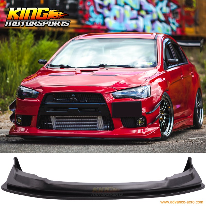 FOR 2008 2015 Mitsubishi Lancer Evolution X V Style Front Bumper Lip