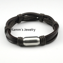 Men jewelry femininas Brown Stainless steel Bracelet Traveler Rope pulseira masculina pulseras best friends fashion love KB460