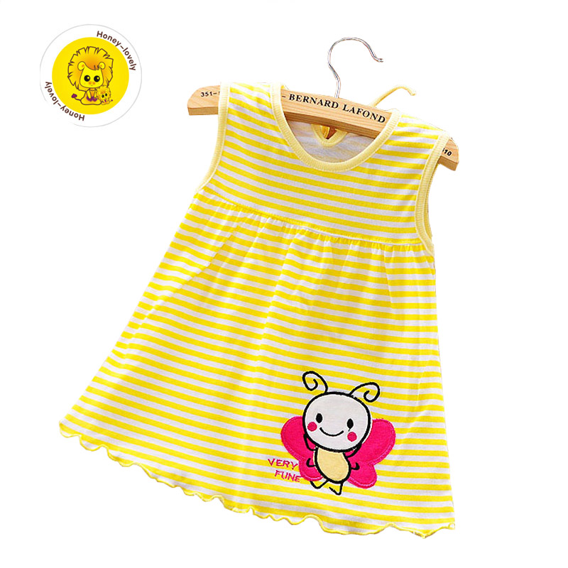 100 Cotton Summer Retail Baby Girls Dress Infant Clothing Sleeveless Printed Embroidery Baby Girl Dress Summer
